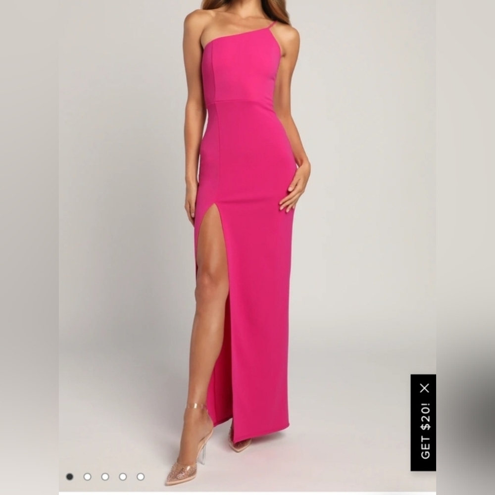 Lulu's Strapless Fuchsia Evening Dress